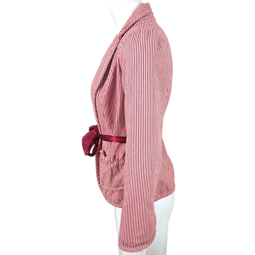 Vintage Y2K Free People Pinstripe Blazer Jacket Womens 8 Red Stripe Coquette - Picture 2 of 12